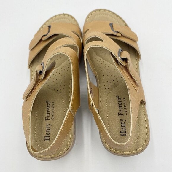 NWT Henry Ferrera Comfort-VL Womens Wedge Sandals Tan Sz 8 - Picture 5 of 7